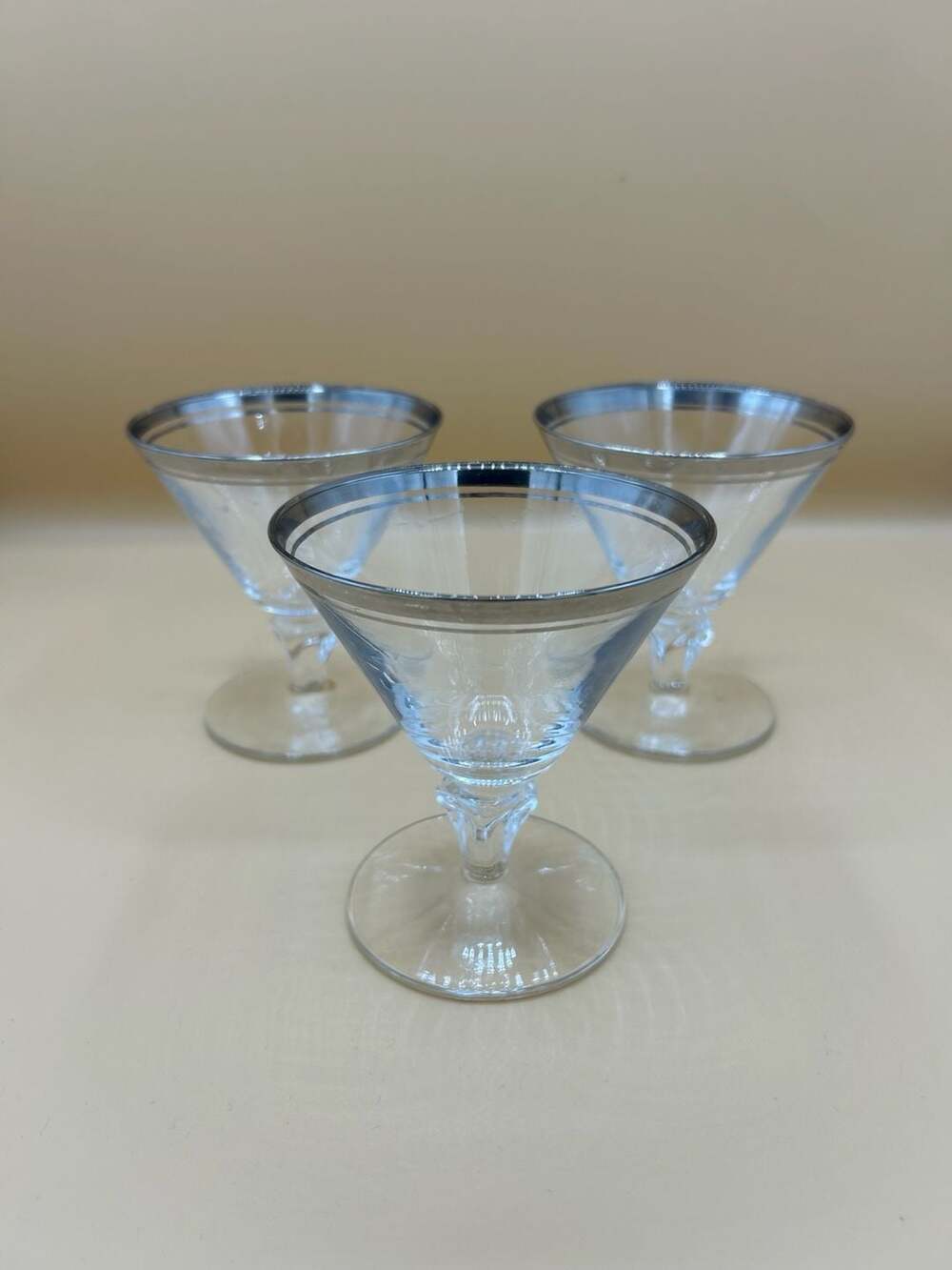 Vintage Libbey Saturn Platinum Trim Cocktail/Aperitif Glasses